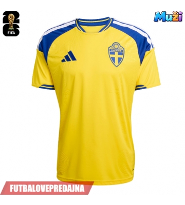 Lacne Muži Futbalové dres Švédsko MS 2026 Krátky Rukáv - Domáci